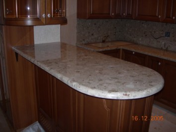 Столешница для кухни с барной стойкой - Агломрамор A101 BRECCIA AURORA(213) - декабрь 2005