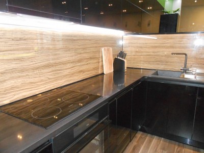 Столешница для кухни из аглокварцита  - Аглокварцит 1400 PERLA NERA, Аглокварцит KP720 KENAI PEAR(3213) - июнь 2016