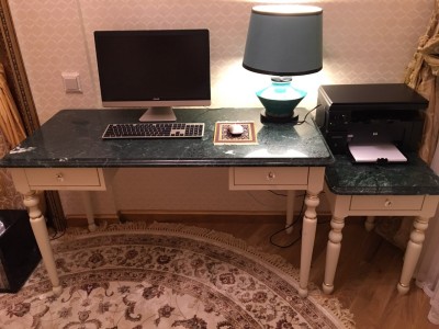 Письменный стол с тумбой - Мрамор INDIAN GREEN(3293) - октябрь 2018